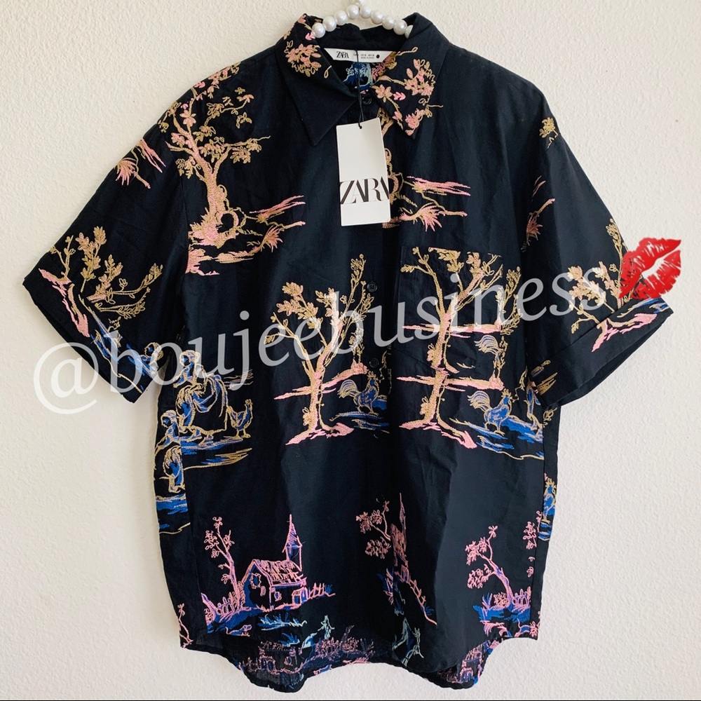 ZARA BNWT Embroidered Shirt Top - Picture 5 of 6